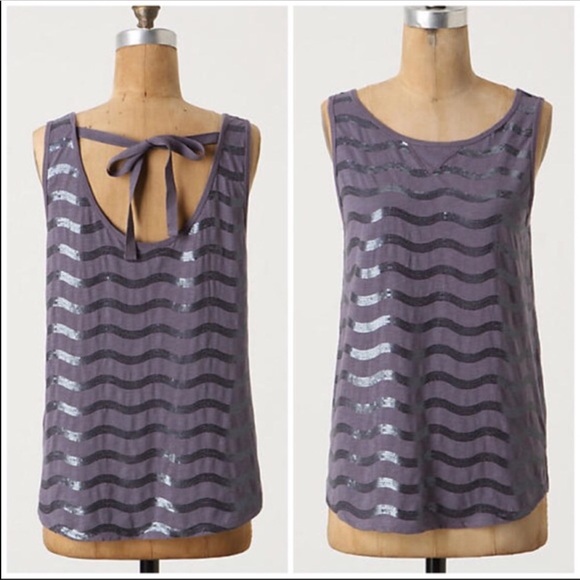 Anthropologie Tops - Anthropologie C Keer Purple Sequin Tank Top